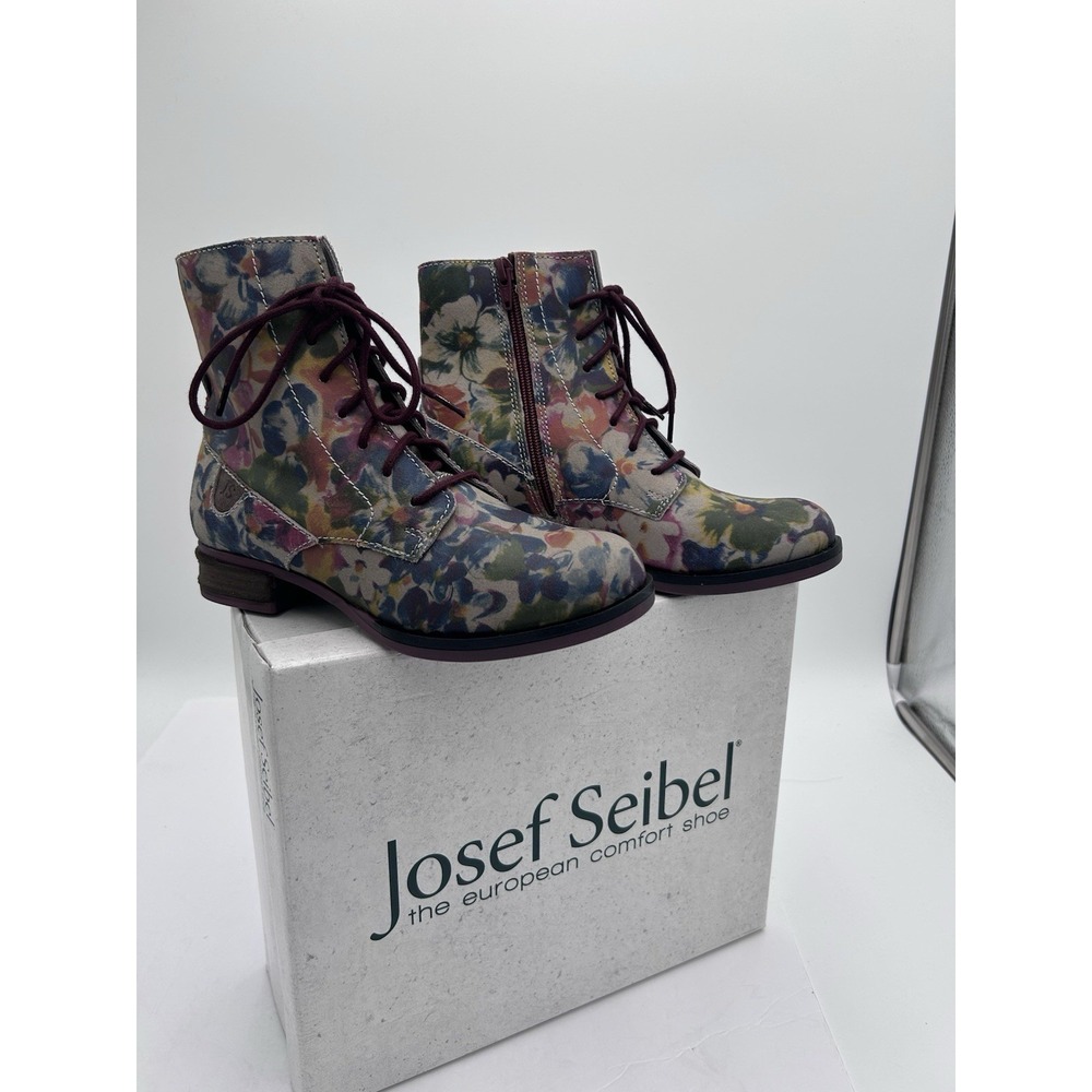 Josef Seibel Women's Floral Print Lace Up Zipper Faux Fur Boots EU‎ 36 US 5/5.5